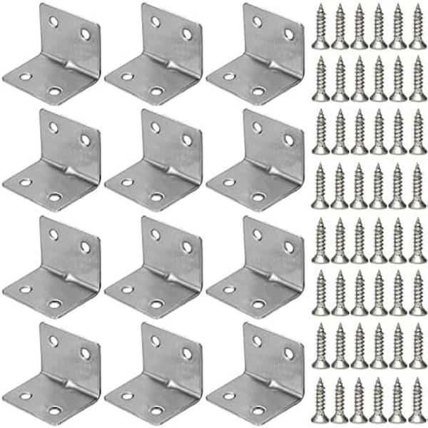 1. 1x1. 5 Heavy-Duty Metal L Brackets for Wood Furniture 90 Degree Corner Brace 12 Pcs