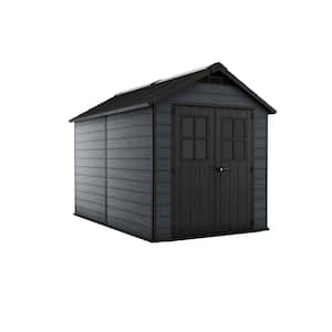 Newton 7.5 ft. W x 11 ft. D Durable Resin Plastic Storage Shed with Flooring Grey (sq. ft.)