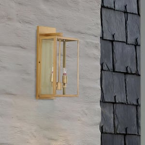 Martin 2-Light Brass Hardwired Outdoor Wall Lantern Sconce