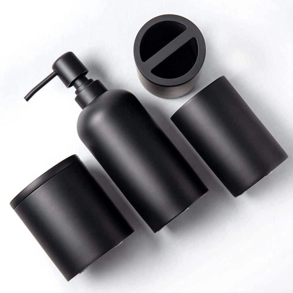 Matte Black Resin 4-Piece Bathroom Accessory Set