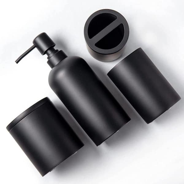 Dracelo 4-Piece Bathroom Accessory Set with Soap Dispenser, Tray, Toothbrush  Holder, Toothpaste Holder in Matte Black B09X9HJCQM - The Home Depot