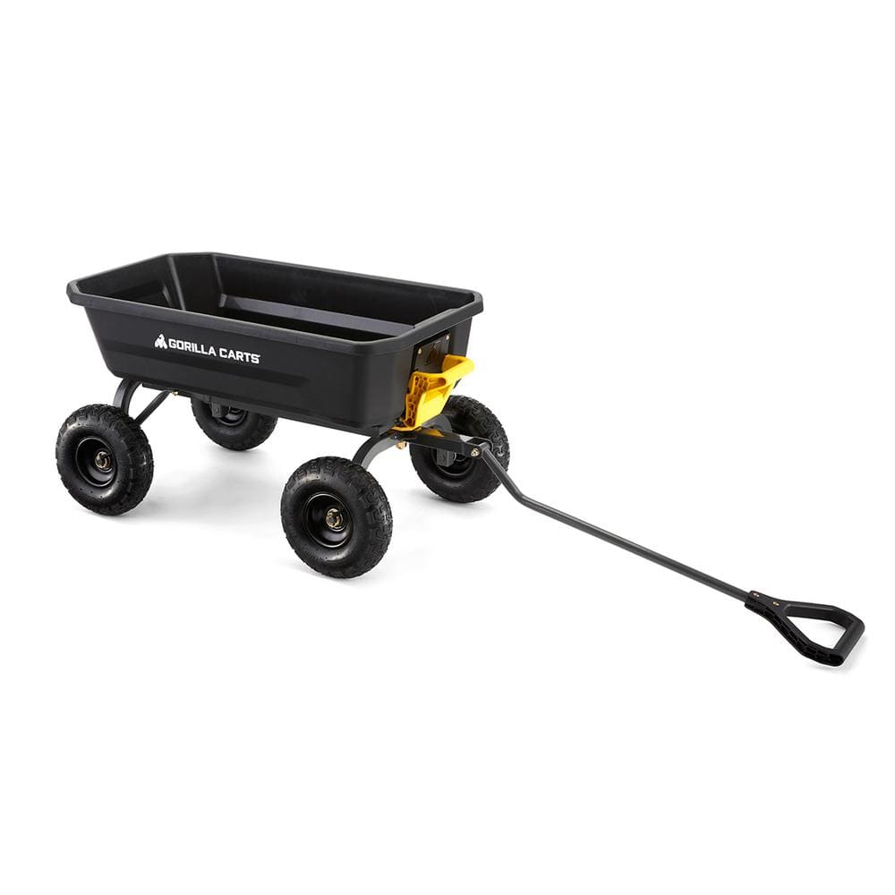 Gorilla 4 Cu. Ft. Black Poly Garden Dump Cart with Steel Handle