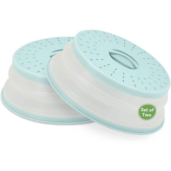 Collapsible Silicone Microwave Food Cover, Blue Haze, (Set 2)