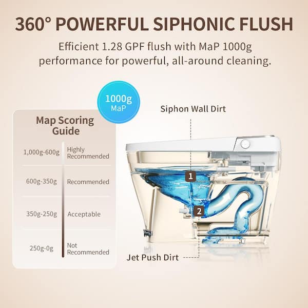 Elongated ADA Smart Bidet Toilet 1.28 GPF in White with Auto Flush, Front/Rear Wash, Warm Air Dryer and Heated Seat