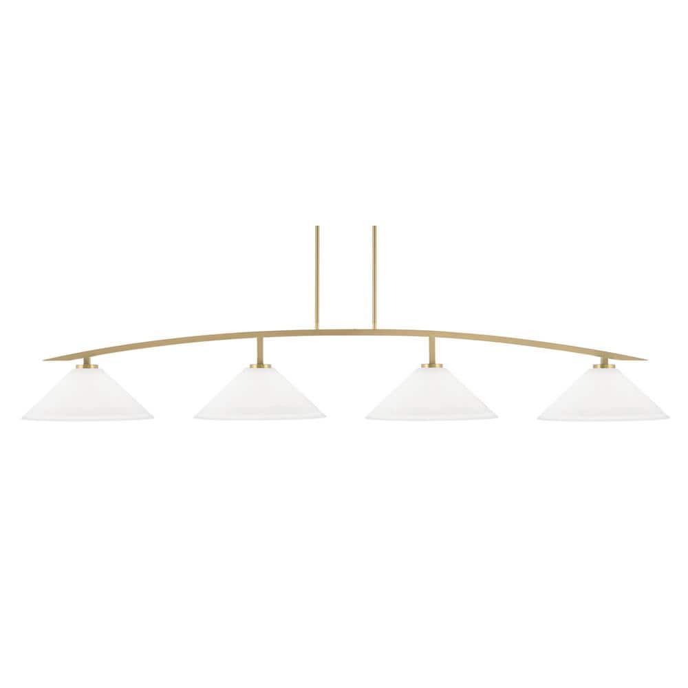 Siena 4-Light New Age Brass Billiard Light with 16 in. White Muslin Glass S