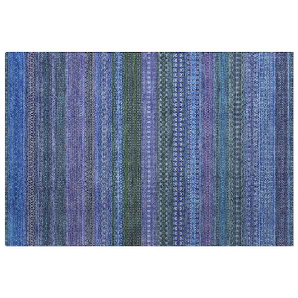 Dream Shag Premium Machine Washable Abstract ADS527 Blue 3 ft. x 4 ft. Area Rug