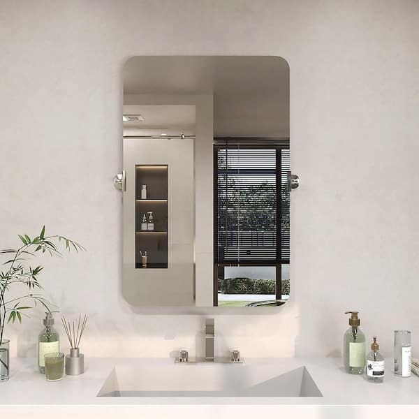 Solvix 24 in. W x 36 in. H Rectangular Framed Tilt Wall Mount Bathroom Vanity Mirror in Chrome