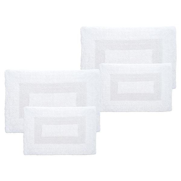 Lavish Home White 4- Piece Cotton Bathroom Mat Set
