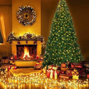 9 ft. Pre-Lit PVC Artificial Christmas Tree Hinged with 700 LED Lights and Stand