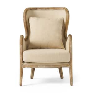Crenshaw Beige Fabric Wing Arm Chair