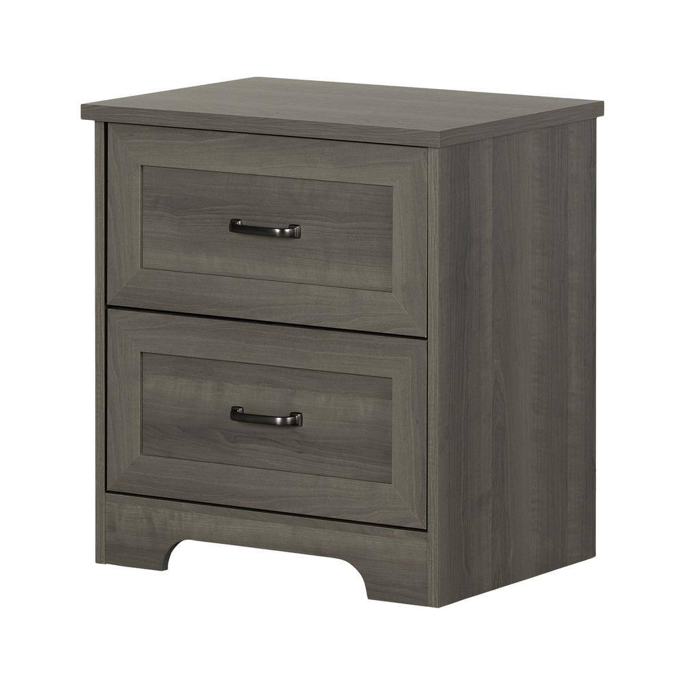 Gray Maple 2-Drawer Farmhouse Nightstand
