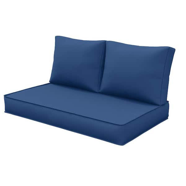 46 in. x 26 in. Outdoor Patio Replacement Loveseat Cushion Set with Backrest Blue