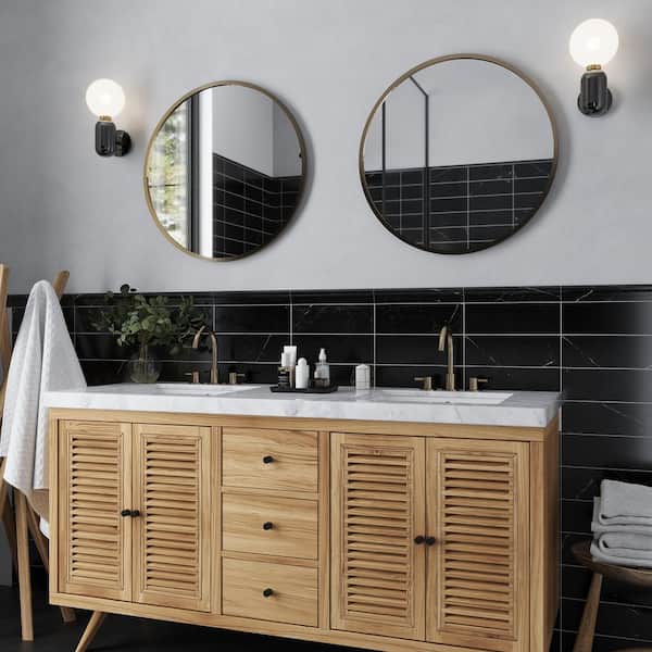 Grandis 2 in. x 12 in. Black Marble Polished Chair Rail Tile Trim (1.667 sq. ft./case) (10-pack)