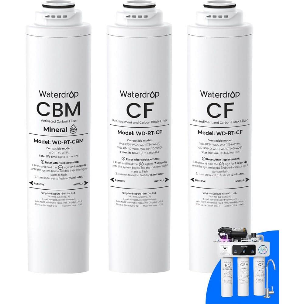 WD-T3-RCM Replacement Filter 1-Year Combo, Pack of 2CF and 1CBM, Replacement for WD-T3-M Tankless RO Water Filter System price history on PriceWatchPro
