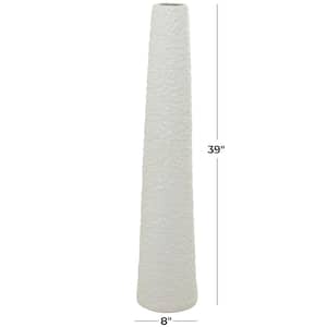 39 in. White Tall Ceramic Decorative Vase with Bubble Texture