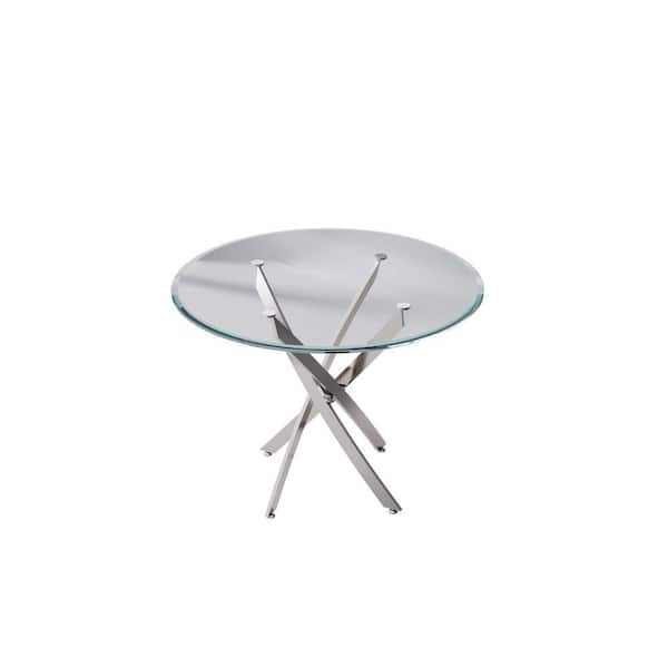 Unbranded 39 in. Round Silver BIG Dining Table, MDF Dining Table, Kitchen Table