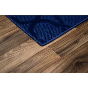 Sparta Navy 5 ft. x 8 ft. Casual Tufted Solid Color Trellis Polypropylene Area Rug