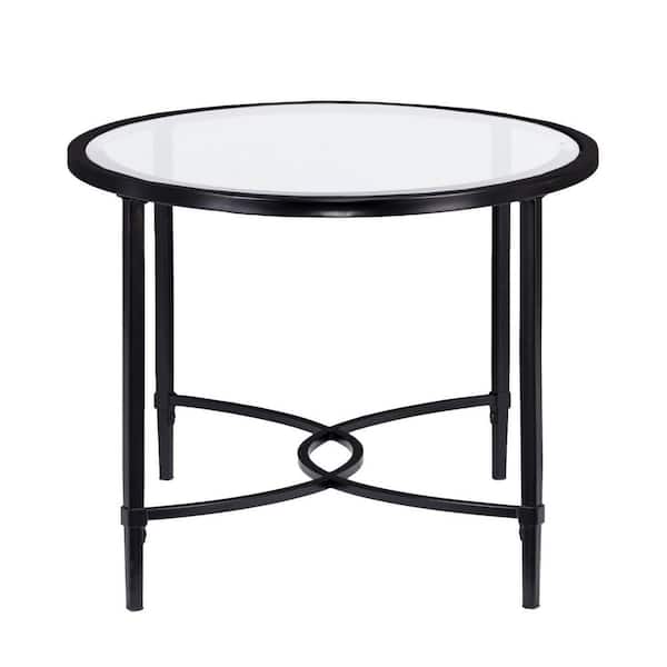 HomeRoots Bernadette 25 in. L Black 19 in. H Oval Glass Coffee Table