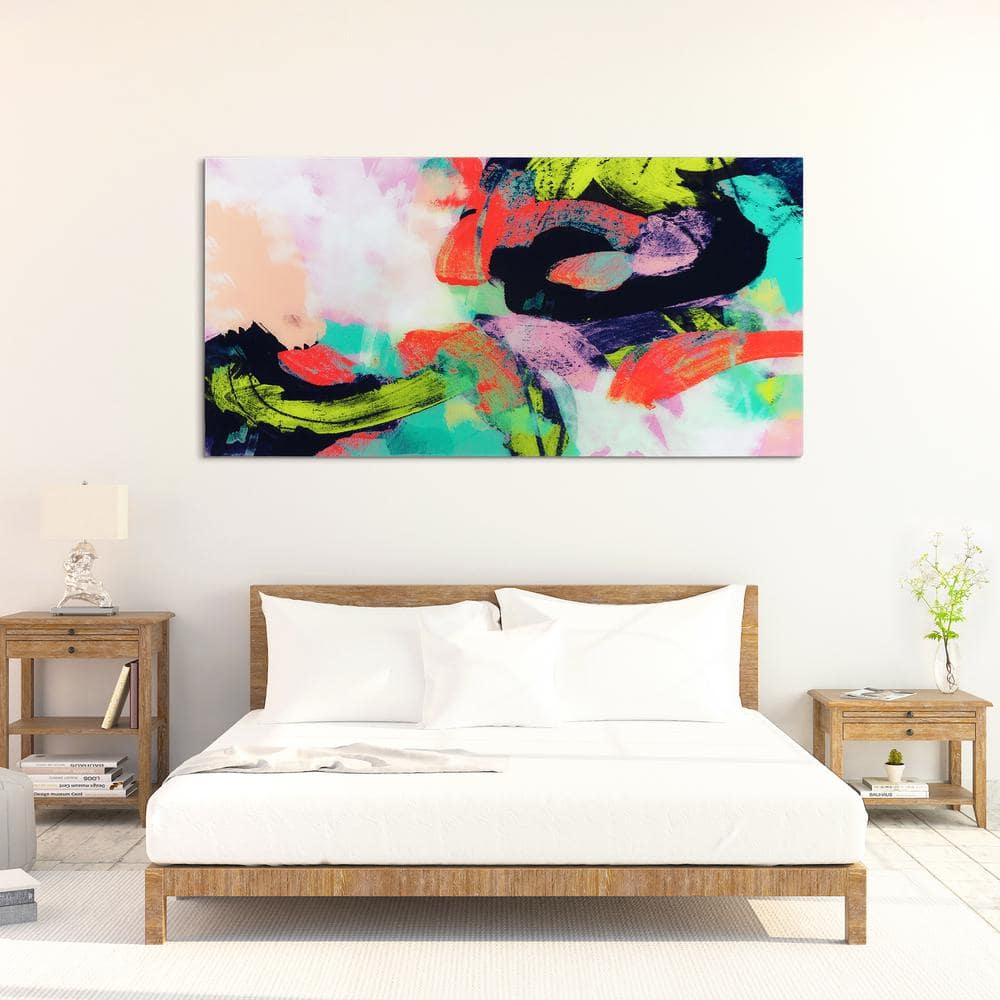 Colorful Abstract Tempered Glass Wall Art, 72" x 36"