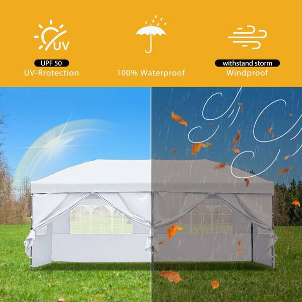 SereneVita 10 ft. x 30 ft. White Pop Up Canopy Tent with
