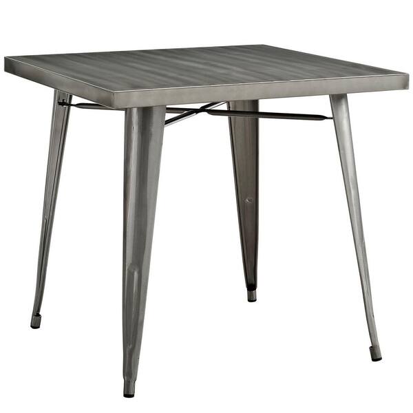 MODWAY Alacrity Gunmetal Square Metal Dining Table
