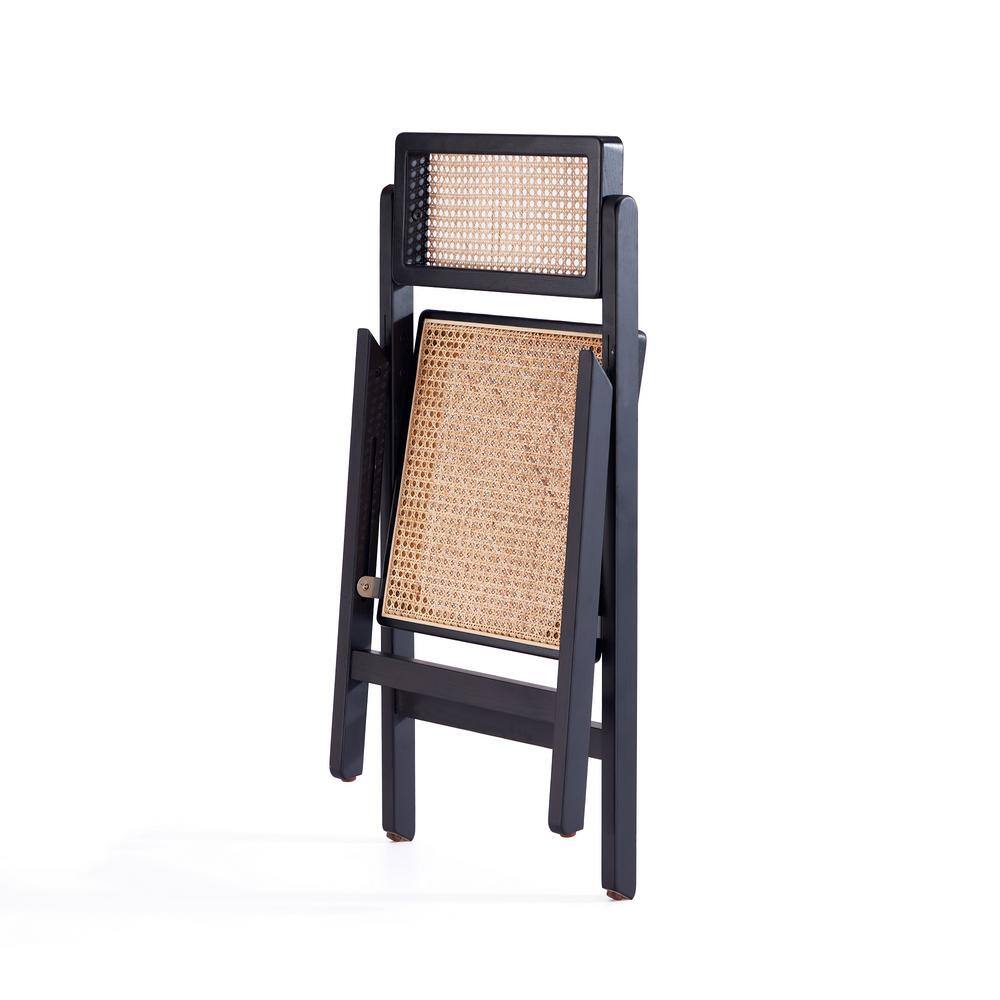 Pullman Black and Natural Cane Solid Wood Folding Side Chair