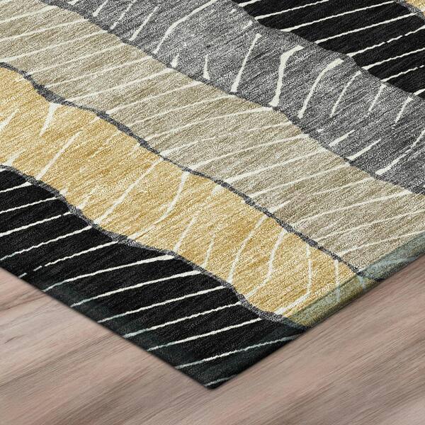Chantille Machine Washable Indoor/Outdoor Abstract ACN3039 Black 2 ft. x 3 ft. Accent Rug