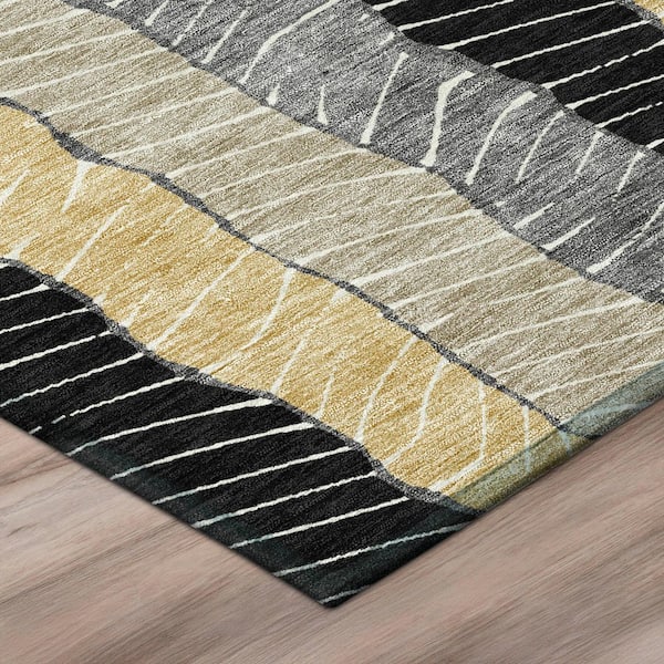 Chantille Machine Washable Indoor/Outdoor Abstract ACN3039 Black 3 ft. x 5 ft. Area Rug