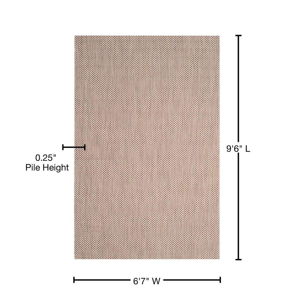 Beige and Brown Round Viscose Indoor/Outdoor Area Rug