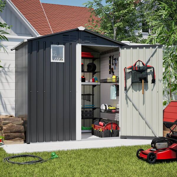 VAMOP Black 6 ft. W x 4 ft. D Metal Storage Shed with Double Door