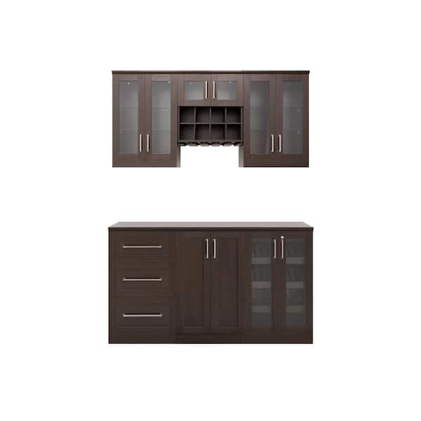 NewAge Products Home Bar 21 in. Espresso Cabinet Set (7-Piece)