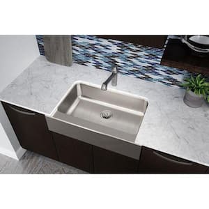 Lustertone 33 in. Farmhouse/Apron-Front Single Bowl 18-Gauge Stainless Steel Kitchen Sink Only