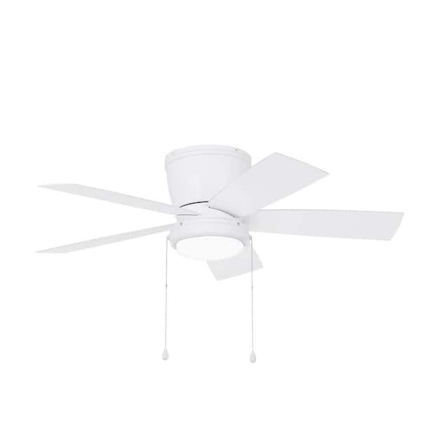 Home Decorators Collection Arleigh 44 in. Indoor/Outdoor Wet Rated White Low Profile Ceiling Fan with Integrated LED Included