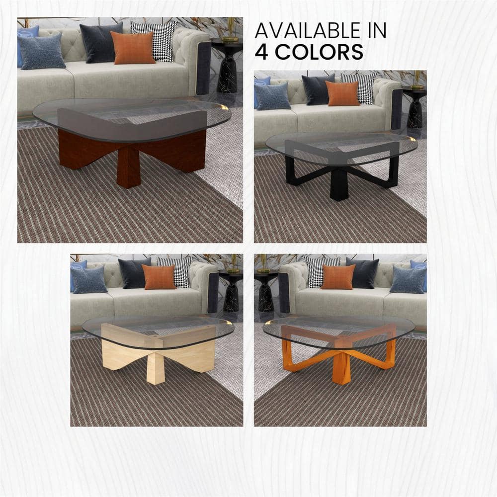 Imperial Dark Walnut Triangular Coffee Table with Glass Top