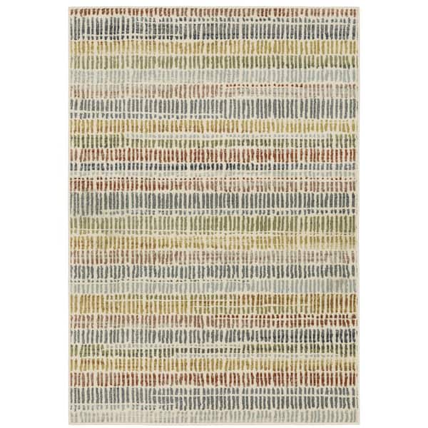 AVERLEY HOME Brixworth Ivory/Multi-Colored 7 ft. x 9 ft. Striped Geometric Polypropylene Indoor Area Rug