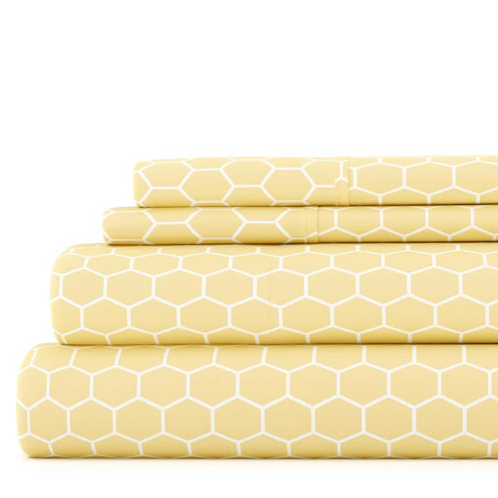 California King Yellow Chevron Microfiber Sheet Set