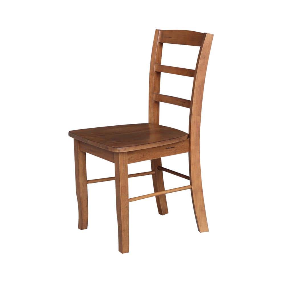 Distressed Oak 42" Drop Leaf Pedestal Dining Table with 2 Ladder Back Chairs