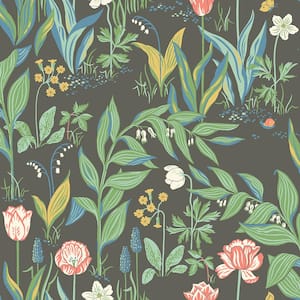 Spring Garden Multicolor Botanical Multicolor Wallpaper Sample