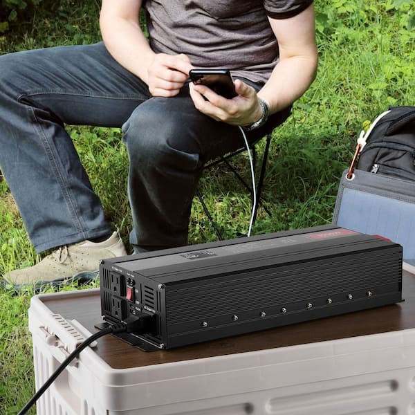Modified Sine Wave Inverter, 3000Watt LCD Display, 3 AC Outlets 2 USB Port 1 Type-C Port 10 Spare Fuses