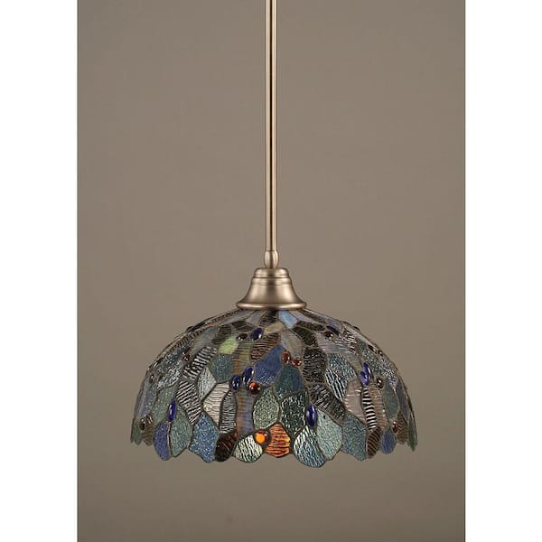 Unbranded Sparta 100-Watt 1-Light Brushed Nickel Bowl Mini Pendant Light with Glass Shade