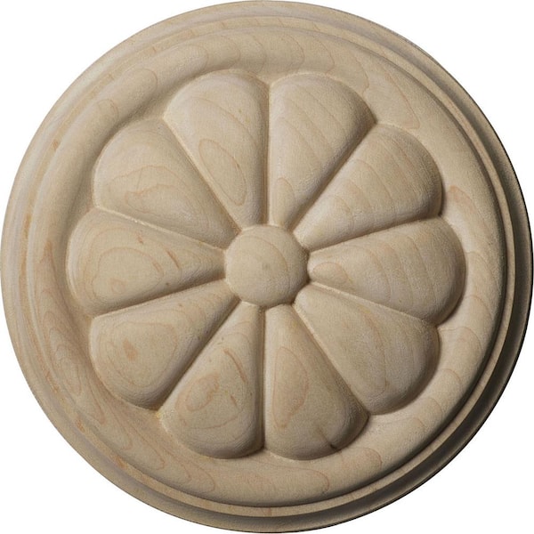 Ekena Millwork 5 in. x 3/4 in. x 5 in. Unfinished Wood Rubberwood Reese Rosette