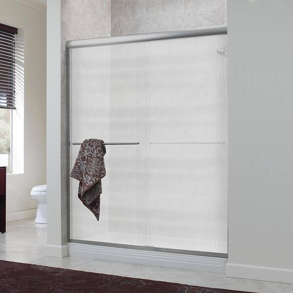 Foremost Cove 44 in. to 48 in. x 72 in. Semi-Framed Sliding Bypass Shower Door in Silver with 1/4 in. Reeded Glass