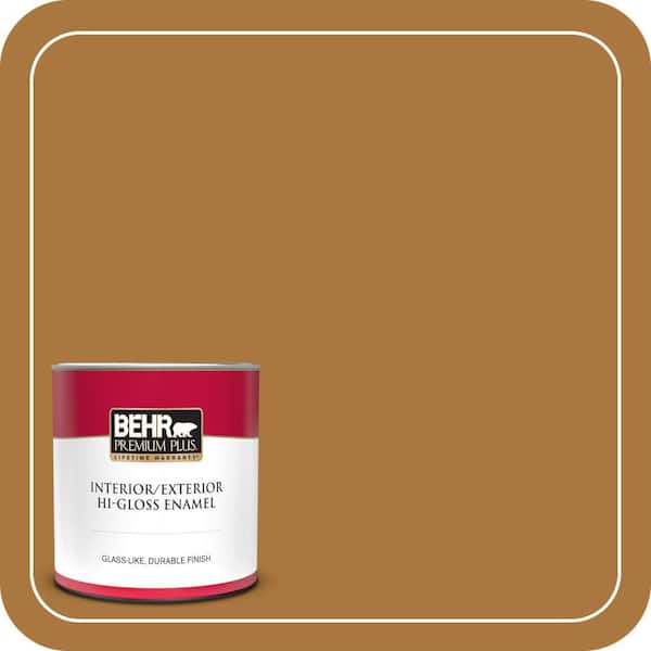BEHR PREMIUM PLUS 1 qt. #M250-7 Blonde Wood Hi-Gloss Enamel Interior/Exterior Paint & Primer