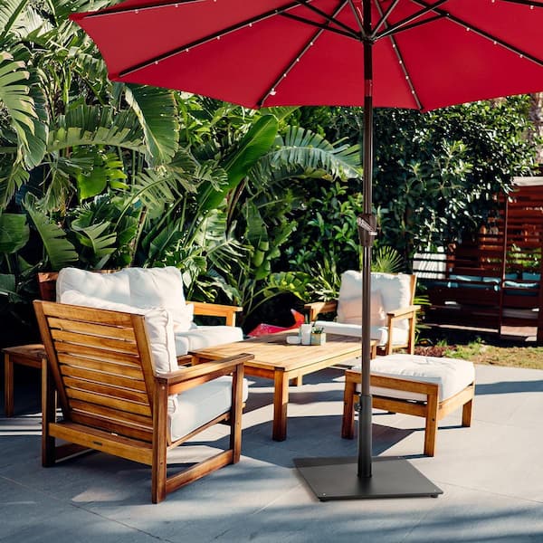 36 lbs. Square Weighted Patio Umbrella Base Stand Outdoor with 3 Adapters Black