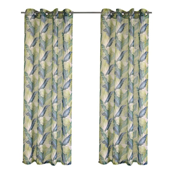 Unbranded Bonaire 54 in. W x 96 in. L Sheer Grommet Indoor/Outdoor Curtain Panel in Green