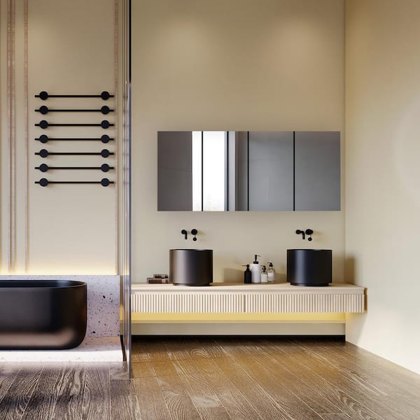 Royale 72 in. W x 36 in. H Rectangular Quad-View Medicine Cabinet with Mirror Defogger, 3X Removeable Magnifying Mirror