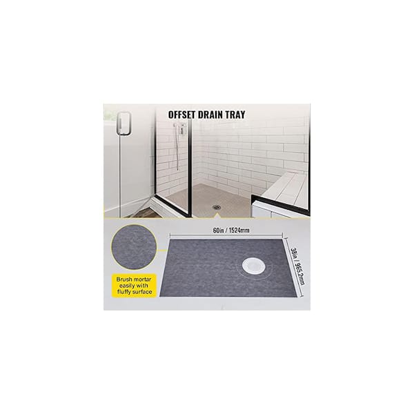 60 in. L x 38 in. W x 6 in. H ‎Rectangular Shower Curb Kit in Gray, Watertight Shower Curb Overlay Fit for Bathroom