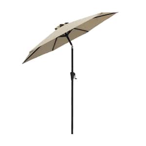 9 ft. Steel Market Tilt Patio Umbrella for Outdoor in Taupe Solution Dyed Polyester