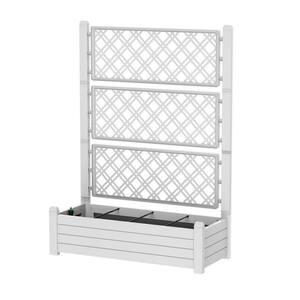 White Plastic Rectangular Trellis, Drain Plug, Wheels Plant Stand