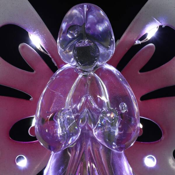 Exhart Solar Angel with 13 LEDs 3.27 ft. Pink Plastic Garden